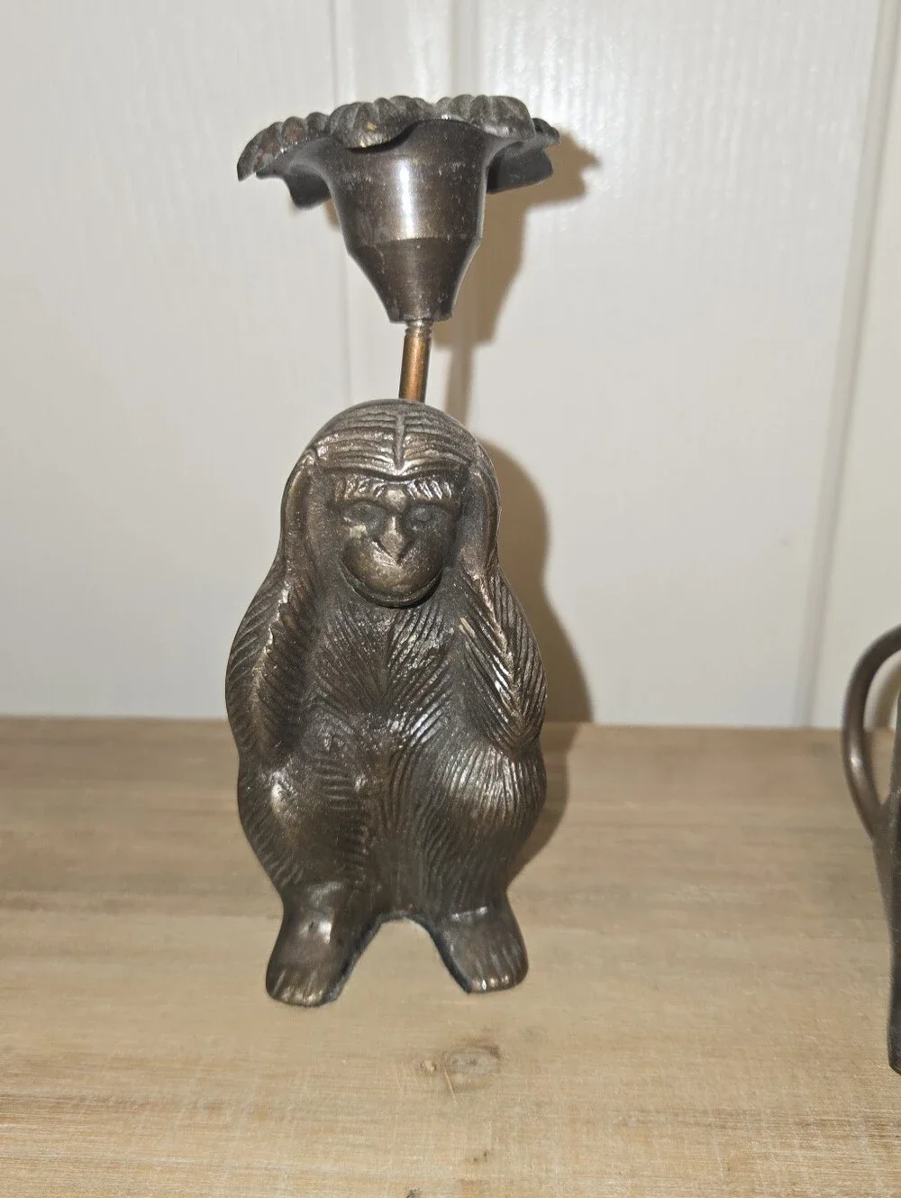 Set of 3 Black Monkey Candle Holders - Decorative Home Accent